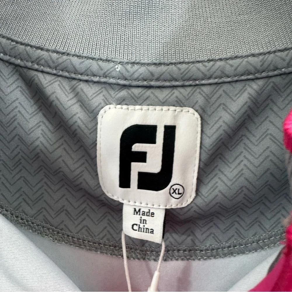 FootJoy Performance Quarter-Zip Sleeveless Golf Vest Gray Pink Chevron Sz XL NEW - Picture 9 of 10
